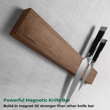 См) Магнітний тримач для ножів для стіни Потужний магнітний тримач для ножів з дерева акації Тримач для кухонних ножів та інструментів - Темна деревина акації 42 см Деревина акації, 16,5 (42