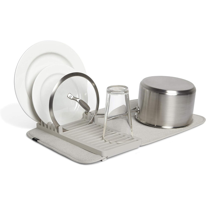 Підставка-сушарка для посуду з килимком 50 х 33 см світло-сіра Udry Mini Umbra