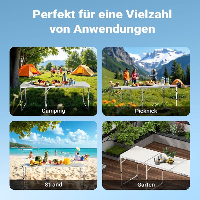 Складной кемпинговый стол 180 x 60 x 70 см Toboli