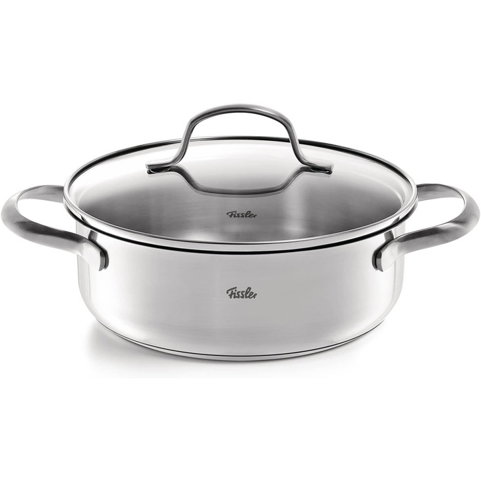 Набір посуду Fissler San Francisco/Нержавіюча сталь, 5 предметів, набір посуду, каструлі зі скляною кришкою, індукція (3 каструлі, 1 каструля для тушкування, 1 каструля) Індукція