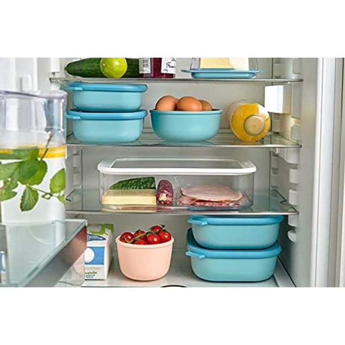 Из 3 предметов - Банки для хранения с крышкой - Подходит в качестве ящика для хранения, холодильника, морозильной камеры и посуды для микроволновой печи - 750, 1500 и 3000 мл - (Vivid Blue, набор 3 шт. (750, 1500, 3000 мл))