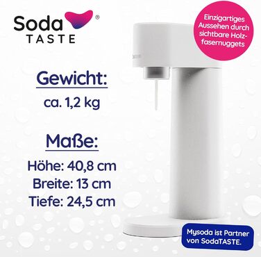 Набор для газирования воды, 4 предмета, классик + яблоко, белый Mysoda Woody SodaTASTE
