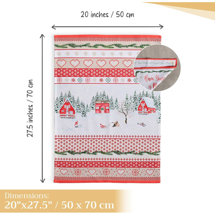 Набір з 3 різдвяних кухонних рушників  Rural Christmas 50 x 70 см Maison d' Hermine