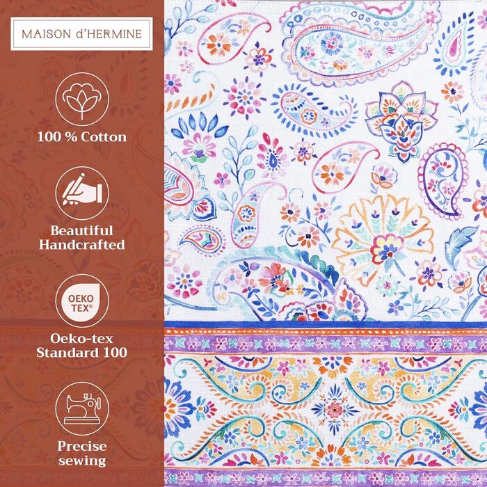 Бавовняні килимки, набір з 4 шт. , декоративні килимки, пасхальні килимки, що миються, для свят, вечерь, весни, літа (33 см x 48 см) (056 - Індійський квітковий візерунок), 39Hermine, 100