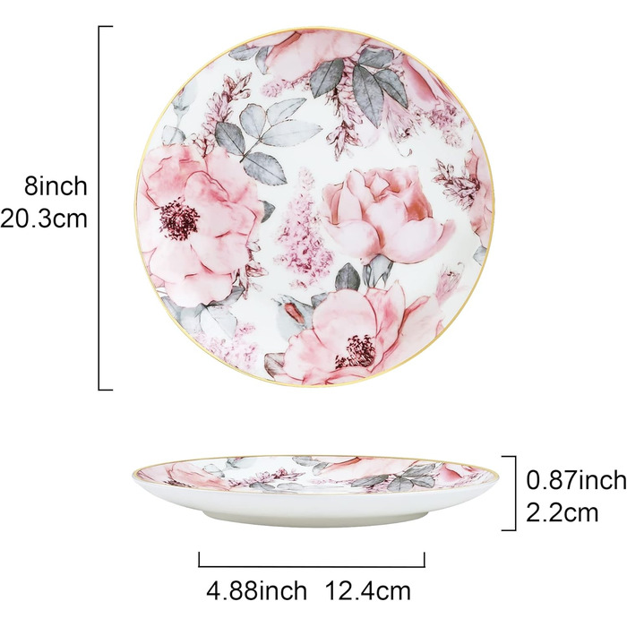 Тарілка для салату з кістяного фарфору 20 см 4 шт fanquare