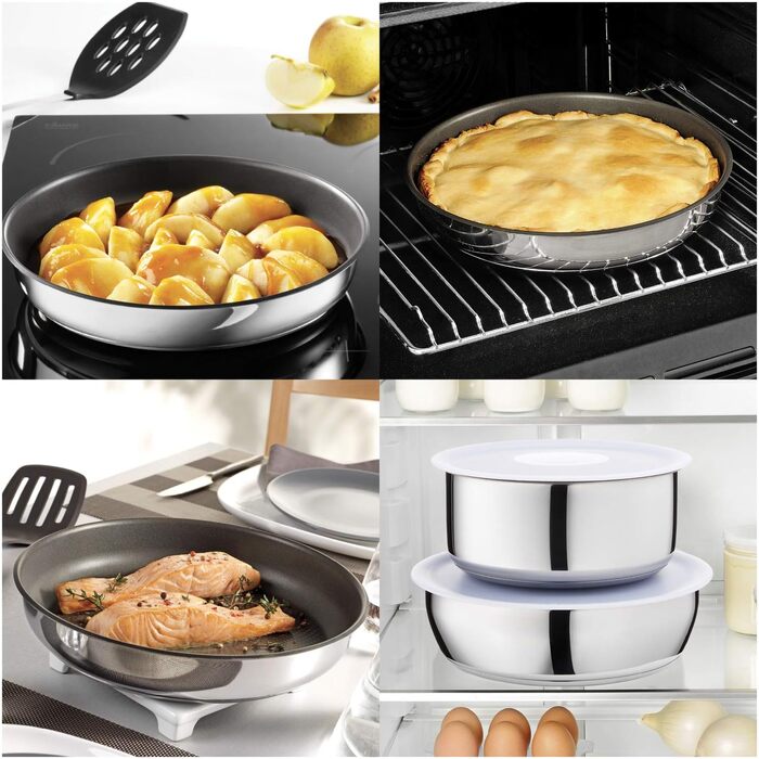 Набір посуду для індукційного приготування Tefal Ingenio Preference On, 15 предметів, зі знімною ручкою, що штабелюється, економить місце, з антипригарним покриттям, простий у використанні та чищенні, L97495 Набір посуду для каструль та сковорідок (Набір