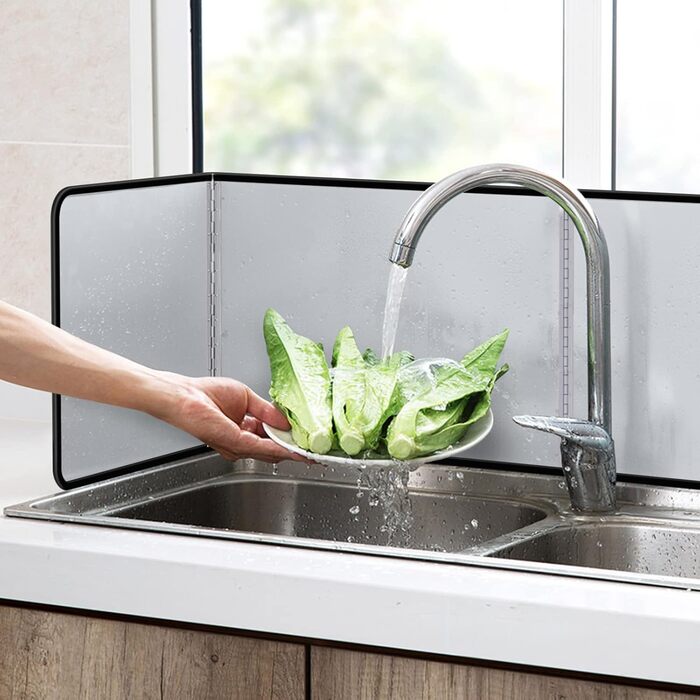 Портативний захист від бризок для приготування їжі, антипригарний, захист від бризок олії, захист від бризок для смаження, плита, захист від бризок, кухня, (срібний, L)