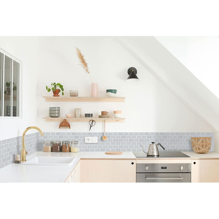 Штук 3D наклейки на плитку для ванної кімнати кухні, клейка вінілова плитка, самоклеюча плівка для плитки, стінові панелі, ПВХ, плитка Metro, самоклеючий декор плитки 30x30, декор настінної плитки (1, світло-зелений)