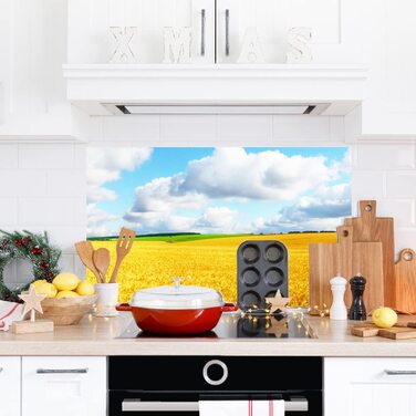 Дизайнерський кухонний фартух з алюмінієвого композиту, кухонний фартух, товщина 3 мм, 60x100 см, (пшеничне поле)