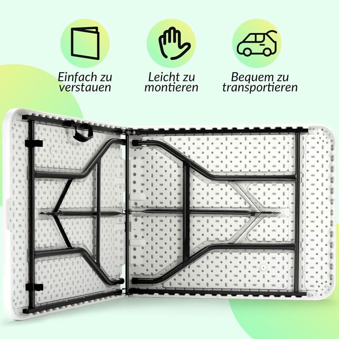 Розкладний стіл 180x74 см білий Velway