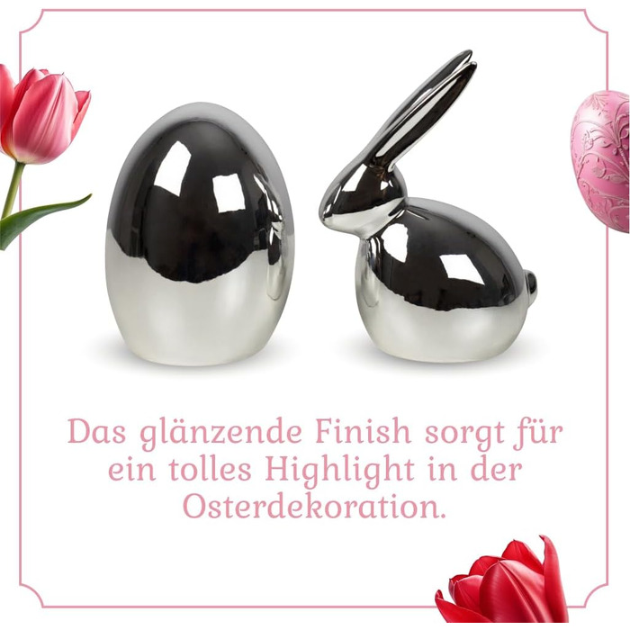 Набір декоративних елементів Heitmann керамічна пасхальна прикраса під порцеляну, для встановлення, біла, приблизно 12,5 x 10,5 x 8 см (яйце та кролик)
