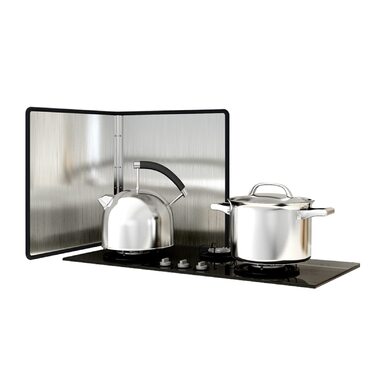 Складаний захист від бризок для плити, нержавіюча сталь, складний, захист від бризок для плити, настінний, газовий, сковорідка, кемпінговий, чотирискладний, 45 x 80 x 60 см (двоскладна дошка, 30*40 см)