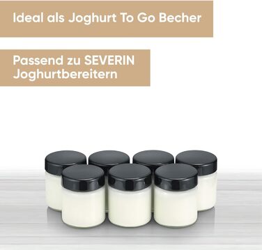 Порционные баночки 150 мл для йогуртниц, набор 7 предметов, черные Severin