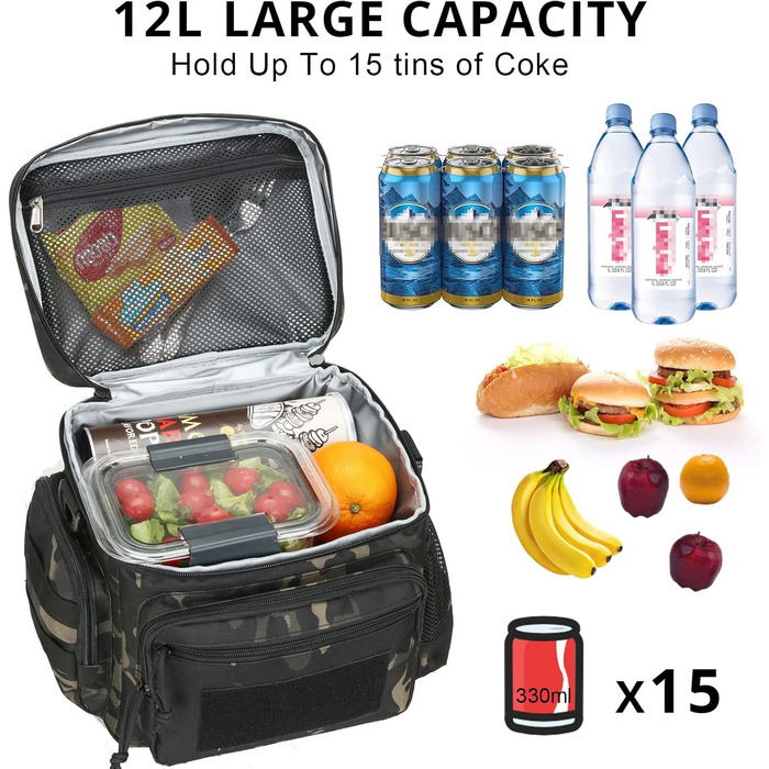 Термосумка 12 л чорний камуфляж Bunnychic