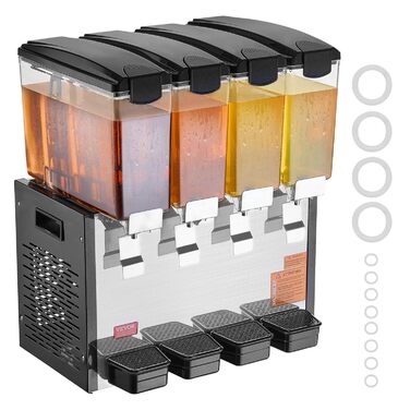 Профессиональный диспенсер для напитков с резервуарами 4 x 10 л 430 Вт VEVOR