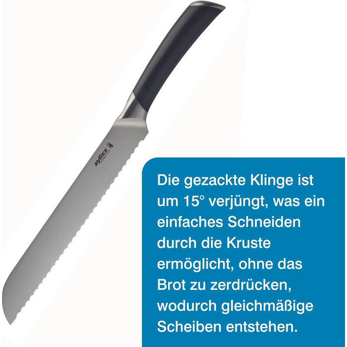 Ніж для хліба Zyliss E920268 Comfort Pro, німецька нержавіюча сталь, чорна ручка, кухонний ніж, можна мити в посудомийній машині, гарантія 25 років