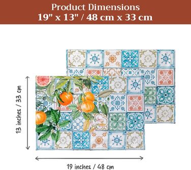 Бавовняні килимки для серветок, набір з 4 шт. , декоративні килимки для серветок, пасхальні килимки, що миються, для свят, вечерь, весни, літа (33 см x 48 см) (026 - Цитрус), 39Hermine 100