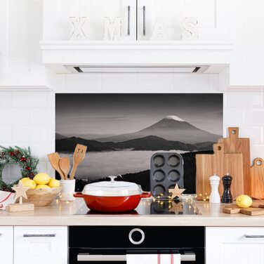 Дизайнерський кухонний фартух з алюмінієвого композиту, кухонний фартух, товщина 3 мм, 60x100 см, (Темні гори)