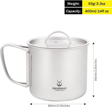 Серебряная титановая чашка 400 мл SILVERANT