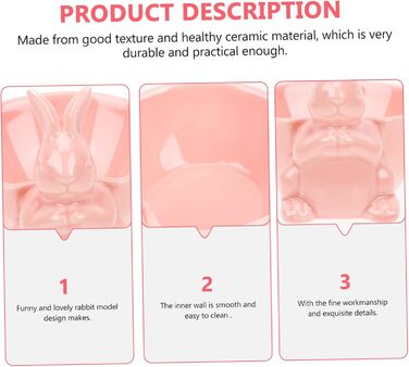 Керамічна миска у формі кролика на Великдень рожева Holibanna