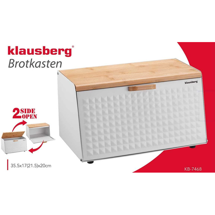 Хлебница деревянная из нержавеющей стали белый 35,5 х 20 х 17 см Klausberg