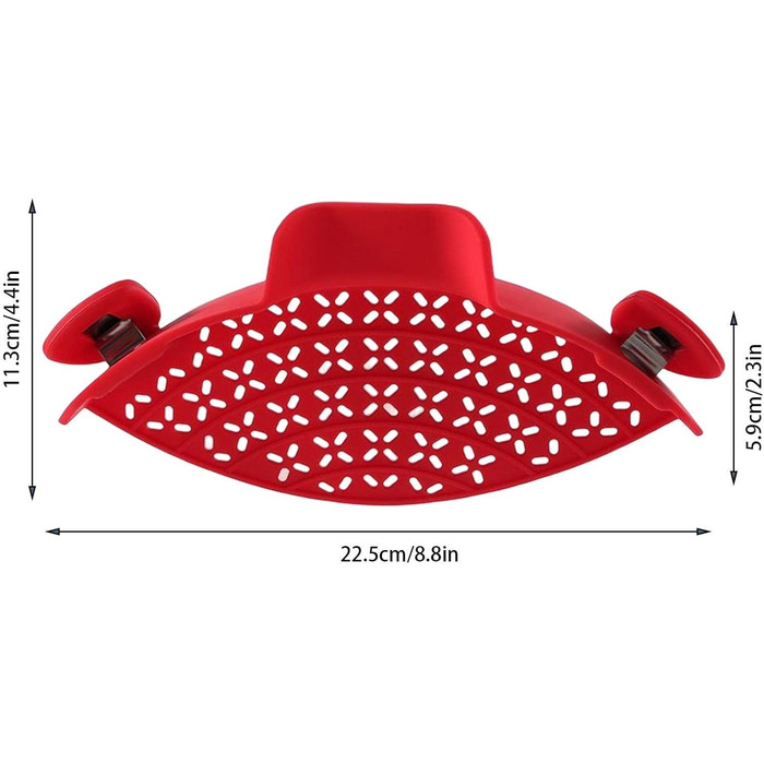 Силіконовий друшляк Fulenyi із застібкою, насадка для пасти для каструль, сковорідок та мисок, кухонне ситечко, яке можна мити в посудомийній машині, друшляк для зливання води ідеальний засіб для зливання пасти та овочів (червоний)