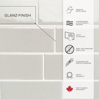 Наклейки для плитки, що самоклеяться - упаковка з 5 аркушів 29,36 см x 21,29 см - 3D самоклеючі ПВХ наклейки для плитки та фартуха для кухні, ванної кімнати та стін, кольорова та водонепроникна плитка (Cassandra Grey)