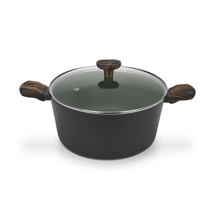 Кастрюля Fissman 28x13,5 см/7,1 л CUISINE со стеклянной крышкой алюминий с антипригарным покрытием (14594)