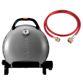 КОМПЛЕКТ Портативный переносной газовый гриль O-GRILL 600T, серебро+шланг в подарок! Код: 011681