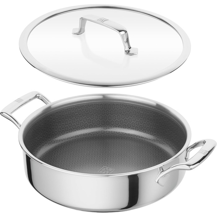 Сервировочная сковорода 26 см с антипригарным покрытием в форме сот со стеклянной крышкой Peak Zwilling