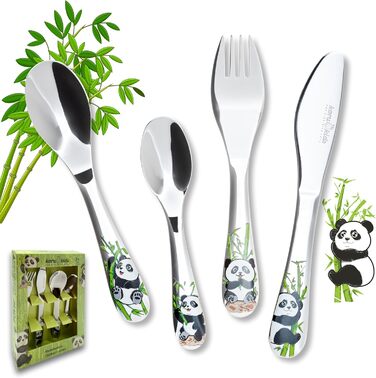 Детские столовые приборы Панда, набор 4 предмета Koru Kids