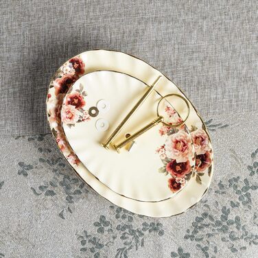 Порцелянова миска fanquare з хвилястими краями та квітковим принтом, вінтажна салатниця, керамічна фруктовниця на ніжці для вечірок (підставка для капкейків золотого кольору)