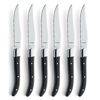 Набор ножей для стейка Amefa ROYAL STEAK, черные ручки, 6 шт.