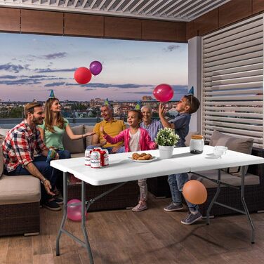 Складаний стіл для кемпынгу 153 х 74 х 74 см білий COSTWAY