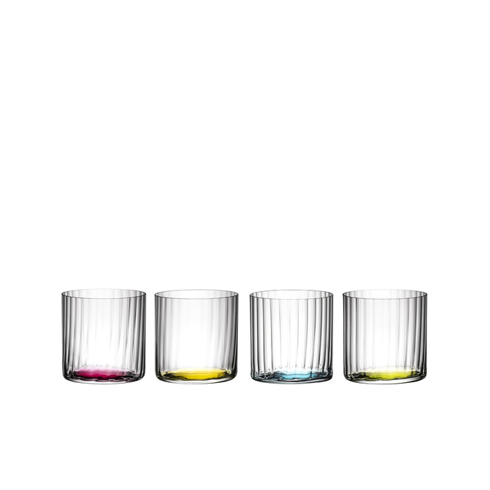 Бокали для вина O Happy H2O-Optik - рожевий/зелений/жовтий/блакитний - набір з 4 шт., склянки для напоїв, кришталь, можна мити в посудомийній машині - 5414/22