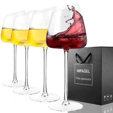 Набор из 4 элегантных бокалов для красного и белого вина 400 мл IMPAGEL