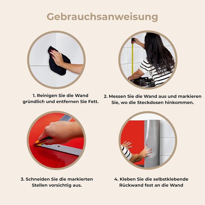 Кухонний фартух 60x250 см, самоклеючий фартух, кухонний фартух, кухонний фасад, самоклеючі кухонні фартухи - Осінь (Червоний - Колір, 60 x 500 см)