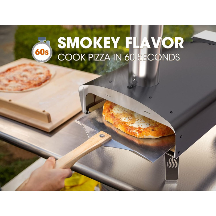 Вулична піч для піци з квадратним каменем 33 см та лопаткою для піци Mimiuo