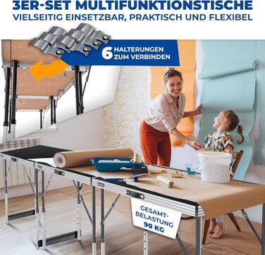 Комплект із 3 столів для кемпінгу 100 х 60 см KESSER