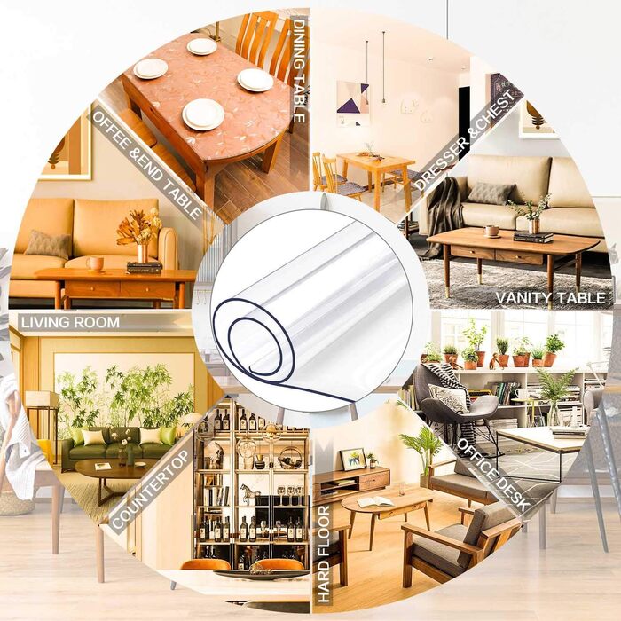 Прозорий захисний килимок для столу Ever Fairy з ПВХ, 2,0 мм, для кухні, їдальні, дерев&39яних меблів, захисний чохол (60 x 110 см) (прозорий прямокутний 2 мм, 200 x 100 см (прямокутний))