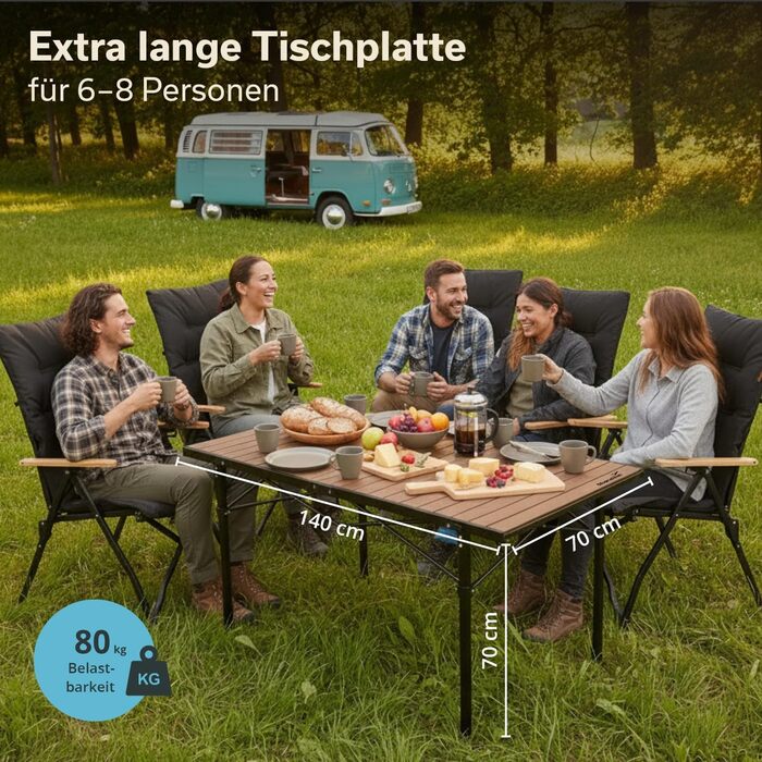 Алюминиевый раскладной стол 140 x 70 x 70 см Skandika