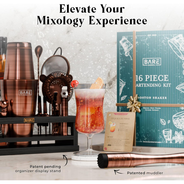 Набір для коктейлів 16 предметів мідний Bare Barrel