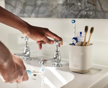Держатель для зубных щеток, пластик, нескользящее дно, держатель для зубных щеток для столешницы раковины в ванной, (Caddy, Medium, Beige)