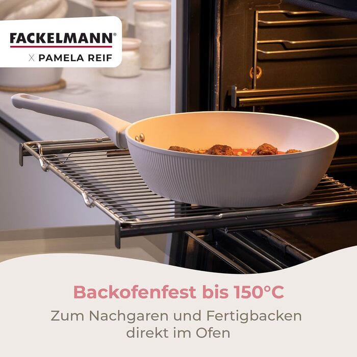 Сковорода глубокая 28 см с ребристым дизайном, пастельно-бежевый Pamela Reif Fackelmann