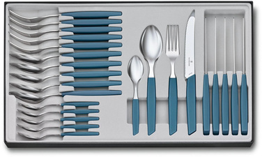 Набір кухонний Victorinox Swiss Modern Table Set 24шт з син. ручкою (6 ножів tomato,6 віделок,6 ложек,6 ложек)