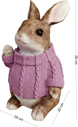 Декоративні фігурки великоднього зайчика у рожевому светрі colourliving