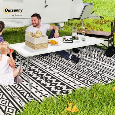 Складной стол 180 x 74 х 74 см белый Outsunny