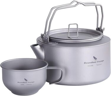 Титановий чайник для кемпінгу зі складними ручками 1 л Boundless Voyage