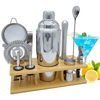 Набір бармена 11 предметів срібний OBALY