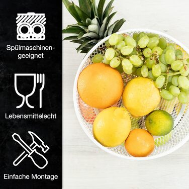 Підставка для фруктового торта Moritz & Moritz металева - підставка для торта з фруктовим кошиком - підставка для торта з фруктовою мискою (біла, кругла)